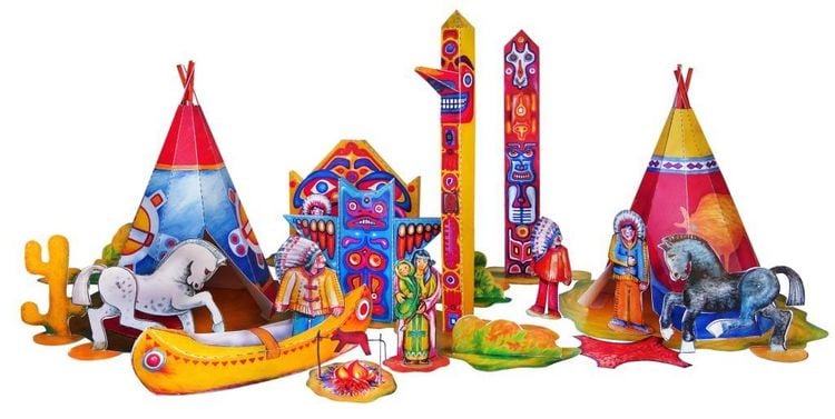 Produktbild: Indianer basteln Bastelbogen Ausschneidebogen mit Papierfiguren
