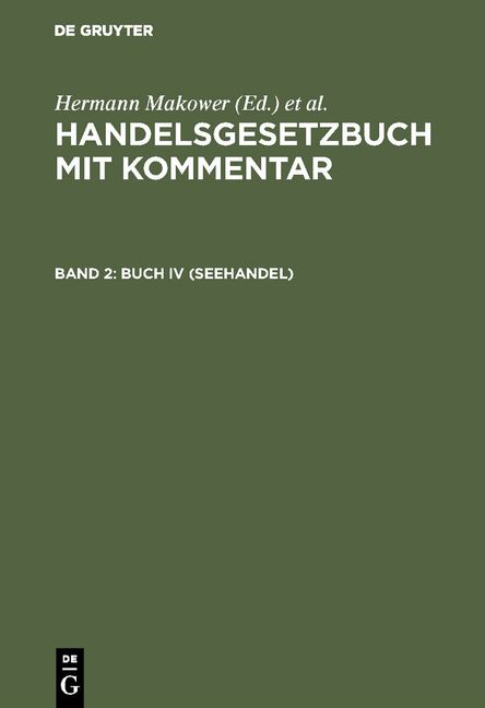 Produktbild: Handelsgesetzbuch mit Kommentar / Buch IV (Seehandel)