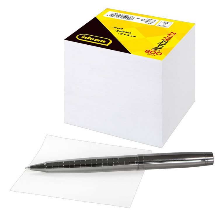 Produktbild: Idena Notizklotz geleimt 80g/m&sup2; wei&szlig; 9x9x9cm 800 Blatt