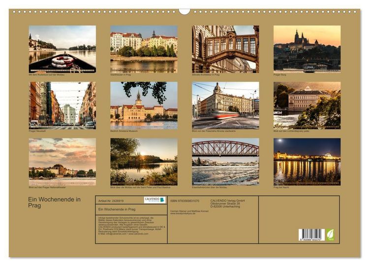 Produktbild: Ein Wochenende in Prag (Wandkalender 2027 DIN A2 quer), CALVENDO Monatskalender