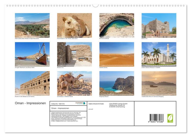 Produktbild: Oman - Impressionen (hochwertiger Premium Wandkalender 2026 DIN A2 quer), Kunstdruck in Hochglanz