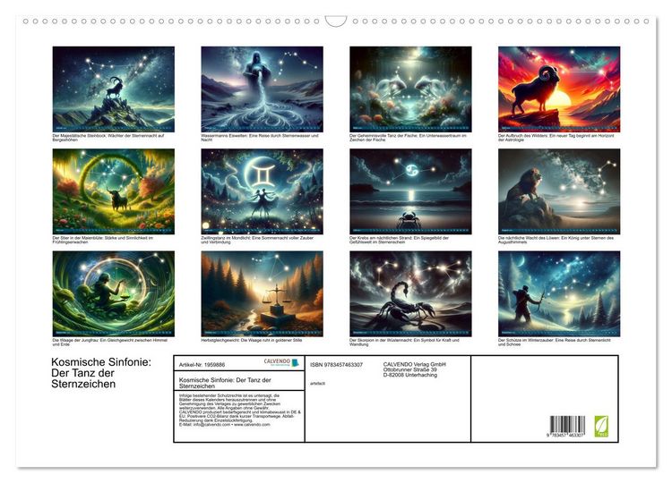 Produktbild: Kosmische Sinfonie: Der Tanz der Sternzeichen (Wandkalender 2026 DIN A2 quer), CALVENDO Monatskalender
