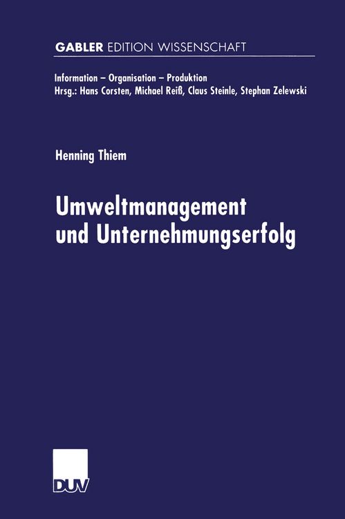 Produktbild: Umweltmanagement und Unternehmungserfolg