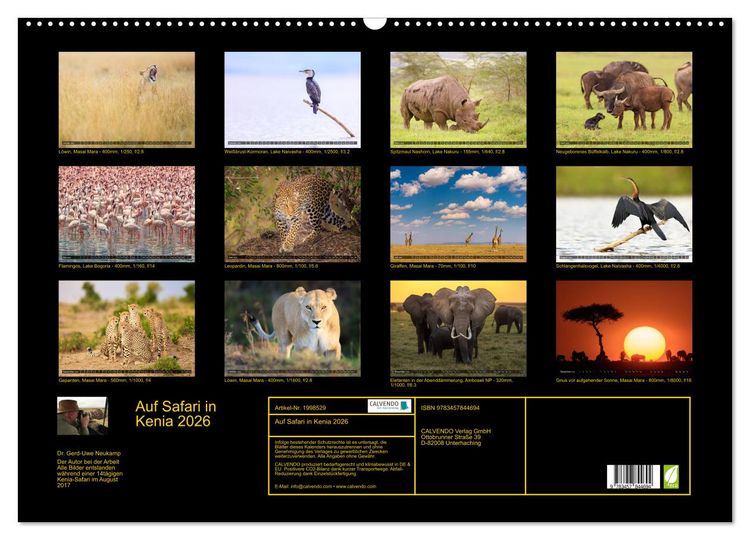Produktbild: Auf Safari in Kenia 2026 (Wandkalender 2026 DIN A2 quer), CALVENDO Monatskalender