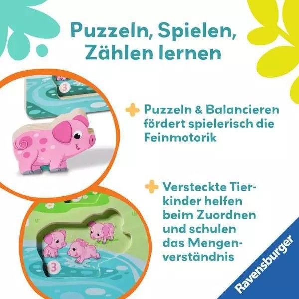 Produktbild: Play+ Magnetisches Holz-Z&auml;hl-Puzzle: Bauernhof - ab 12 Monate