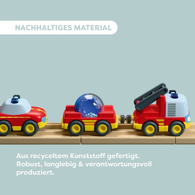 Produktbild: HABA 2013816001 - CARS Feuerwehr-Spielset mit 2 Autos, H&auml;nger und Wasser-Kugel