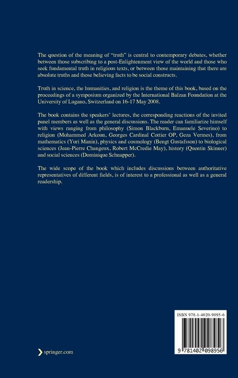 Produktbild: Truth in Science, the Humanities and Religion
