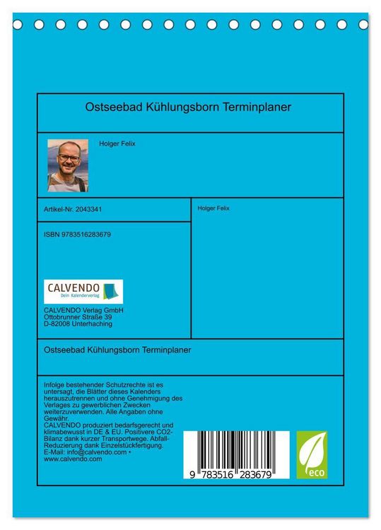 Produktbild: Ostseebad K&uuml;hlungsborn Terminplaner (Tischkalender 2026 DIN A5 hoch), CALVENDO Monatskalender