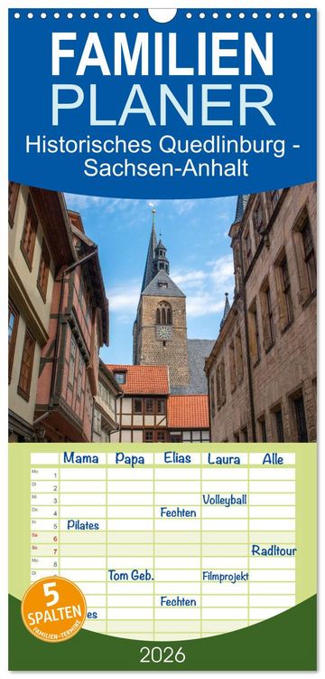 Produktbild: Familienplaner 2026 - Historisches Quedlinburg - Sachsen-Anhalt mit 5 Spalten (Wandkalender, 21 x 45 cm) CALVENDO