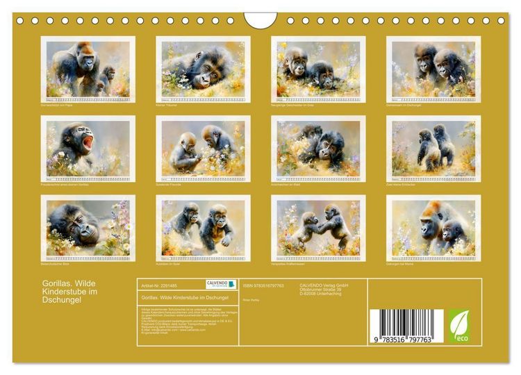 Produktbild: Gorillas. Wilde Kinderstube im Dschungel (Wandkalender 2027 DIN A4 quer), CALVENDO Monatskalender