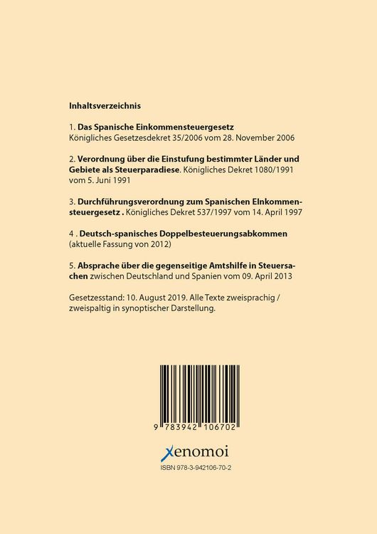 Produktbild: Das spanische Einkommensteuergesetz mit Durchf&uuml;hrungsverordnung