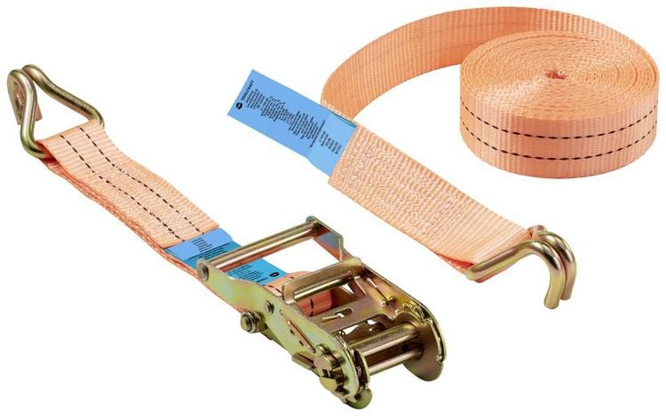 Produktbild: TOOLCRAFT TO-9610002 Zweiteiliger Spanngurt Zugkraft LC Niederzurren (einzeln/direkt)=1000 daN (L x B) 4000 mm x 38 mm Ratsche