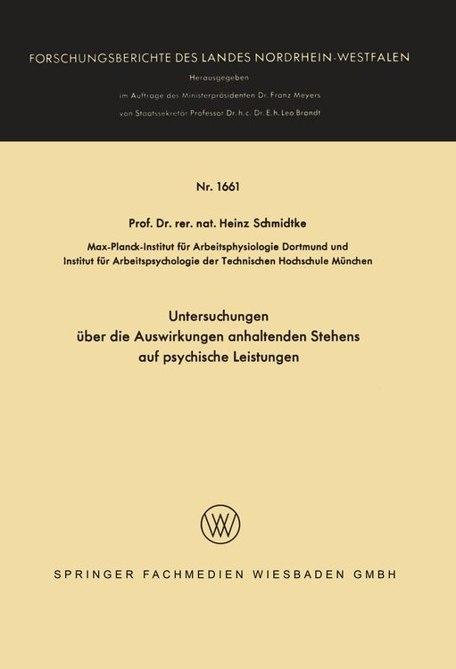 Produktbild: Untersuchungen &uuml;ber die Auswirkungen anhaltenden Stehens auf psychische Leistungen