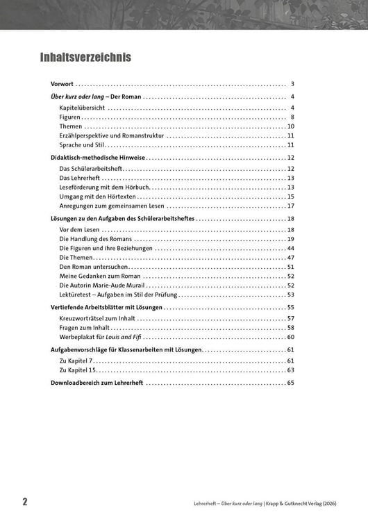 Produktbild: &Uuml;ber kurz oder lang &ndash; Marie-Aude Murail &ndash; Lehrerheft (BaW&uuml; 2027)