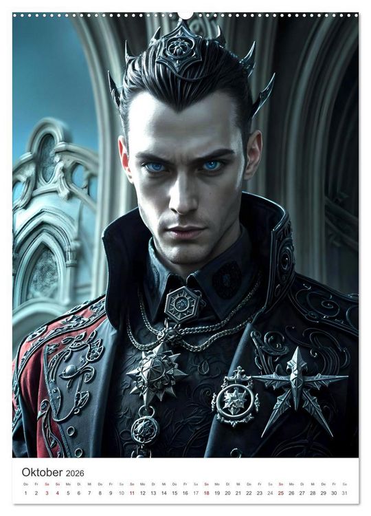 Produktbild: Schatten und Stil - KI M&auml;nner im Gothic Stil (hochwertiger Premium Wandkalender 2026 DIN A2 hoch), Kunstdruck in Hochglanz