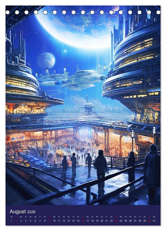 Produktbild: Our future in space. Pulsierendes Leben auf neuen Planeten (Tischkalender 2026 DIN A5 hoch), CALVENDO Monatskalender