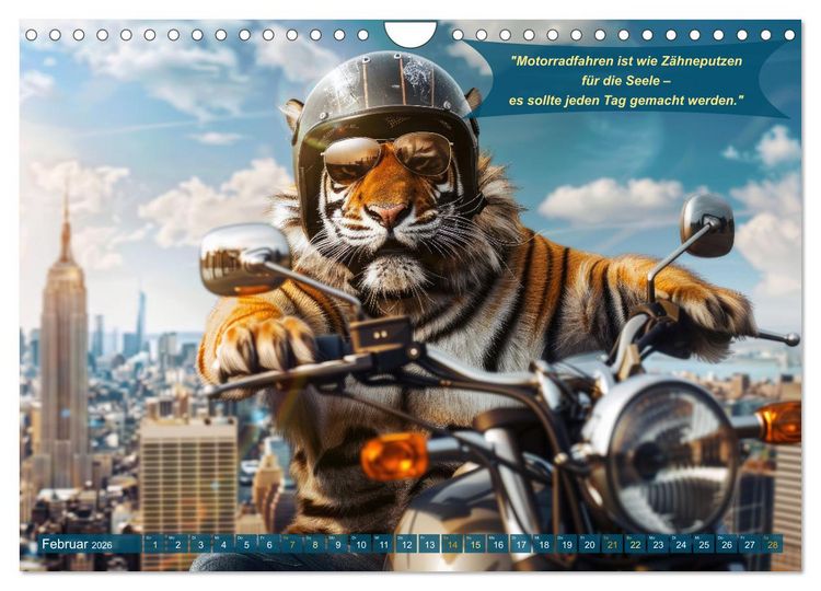 Produktbild: Tierisch lustige Motorradfahrer (Wandkalender 2026 DIN A4 quer), CALVENDO Monatskalender
