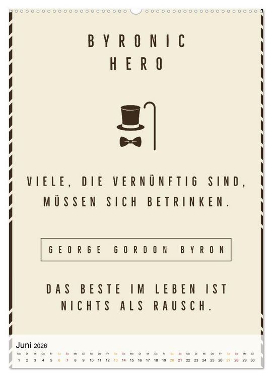 Produktbild: Dichter als Goethe - Der literarische Alkohol-Kalender (hochwertiger Premium Wandkalender 2026 DIN A2 hoch), Kunstdruck in Hochglanz