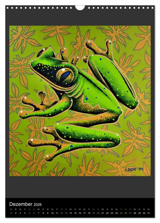 Produktbild: Acrylic paintings - Pfeilgiftfr&ouml;sche und Cham&auml;leons (Wandkalender 2026 DIN A3 hoch), CALVENDO Monatskalender