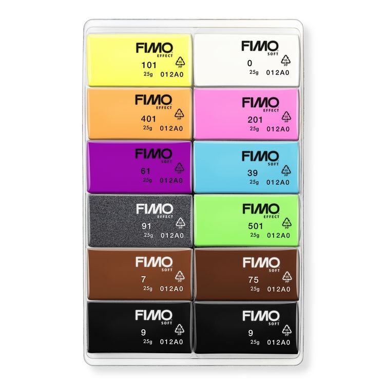 Produktbild: STAEDTLER FIMO effect 8013, ofenh&auml;rtende Modelliermasse, Neon Colours, 12 Halbbl&ouml;cken &aacute; 25 g, 8013 C12-3