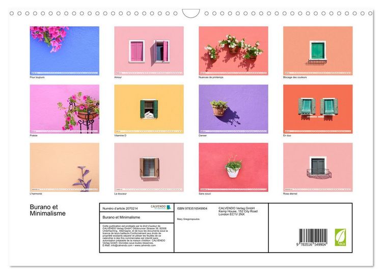 Produktbild: Burano et Minimalisme (Calendrier mural 2026 DIN A3 vertical), CALVENDO calendrier mensuel