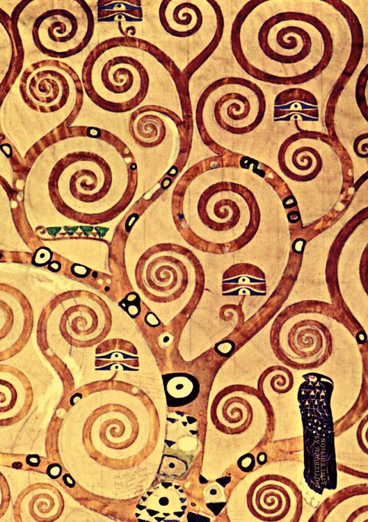 Produktbild: Notizbuch sch&ouml;n gestaltet mit Leseband - A5 Hardcover blanko - Gustav Klimt "Lebensbaum" - 100 Seiten 90g/m