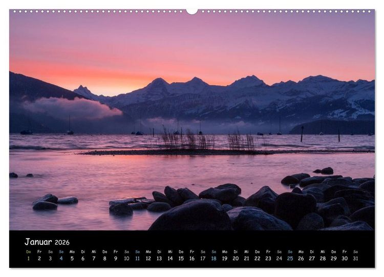 Produktbild: Stimmungsvolle Bilder vom Thunersee (hochwertiger Premium Wandkalender 2026 DIN A2 quer), Kunstdruck in Hochglanz