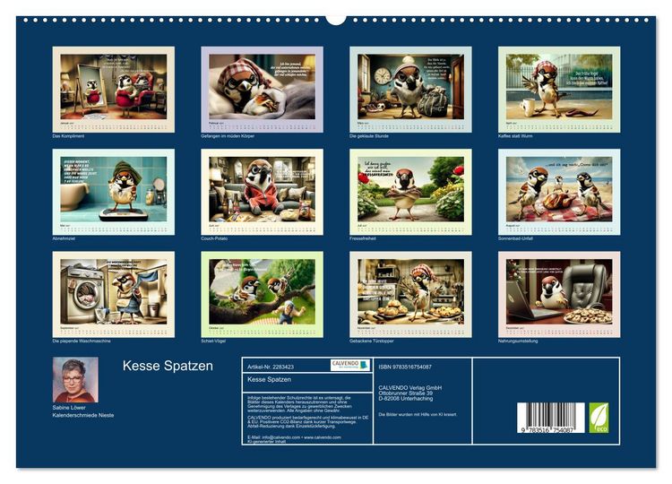 Produktbild: Kesse Spatzen (hochwertiger Premium Wandkalender 2027 DIN A2 quer), Kunstdruck in Hochglanz