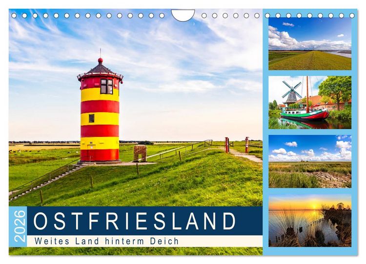 Produktbild: OSTFRIESLAND Weites Land hinterm Deich (Wandkalender 2026 DIN A4 quer), CALVENDO Monatskalender