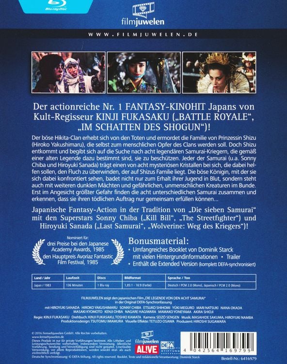 Produktbild: Die Legende von den acht Samurai - Extended Version (uncut), komplett mit der Original-DEFA-Synchro