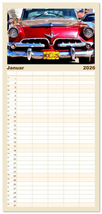 Produktbild: Familienplaner 2026 - DODGE '55 mit 5 Spalten (Wandkalender, 21 x 45 cm) CALVENDO