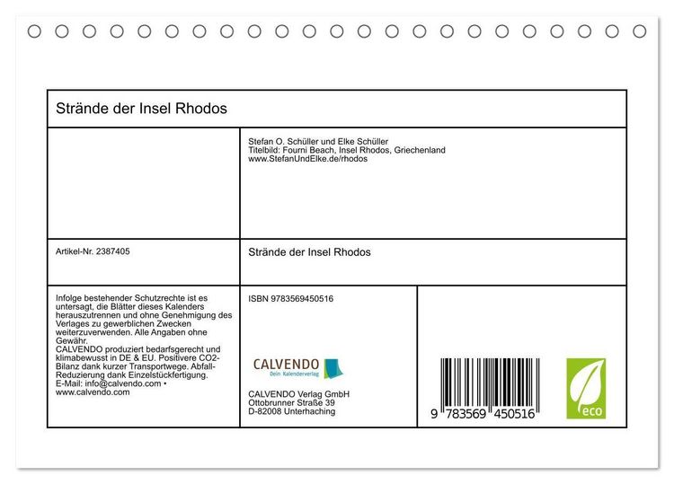 Produktbild: Str&auml;nde der Insel Rhodos (Tischkalender 2027 DIN A5 quer), CALVENDO Monatskalender