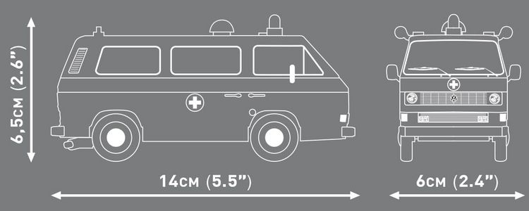 Produktbild: COBI 24636 - VW Volkswagen T3 Krankenwagen, Bausatz 1:35, 141 Klemm