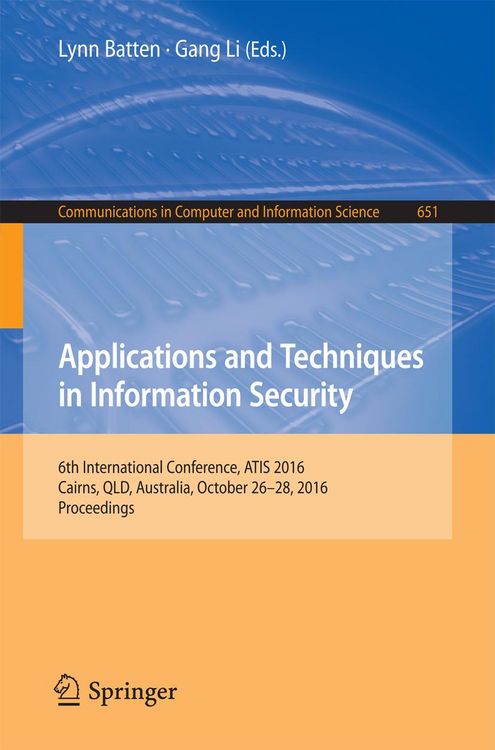 Produktbild: Applications and Techniques in Information Security