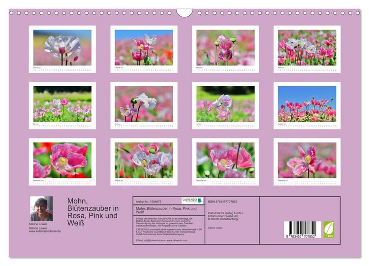 Produktbild: Mohn, Bl&uuml;tenzauber in Rosa, Pink und Wei&szlig; (Wandkalender 2026 DIN A3 quer), CALVENDO Monatskalender
