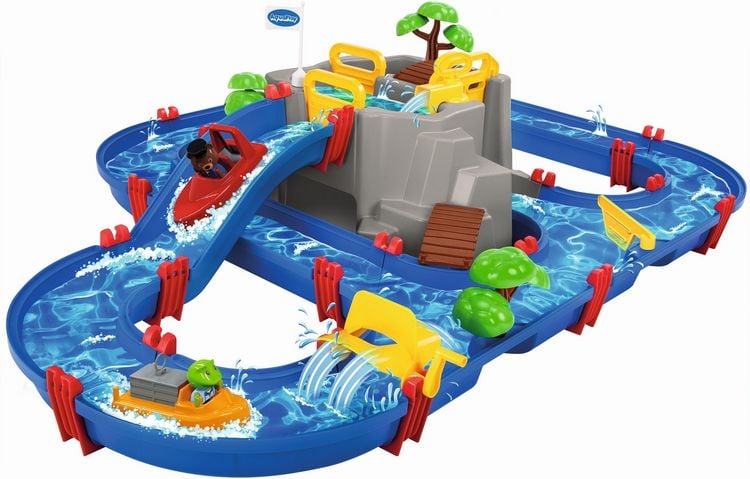 Produktbild: AquaPlay - Wasserbahn Set Bergsee - 42-teiliges Spieleset mit Bergsee, Wasserfall und geheimer H&ouml;hle, Wasserspielspa&szlig; inkl. 3 Tierfiguren, 2 Booten, ab 3 Jahren