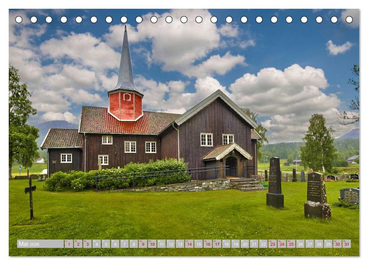 Produktbild: Norwegens Stabkirchen (Tischkalender 2026 DIN A5 quer), CALVENDO Monatskalender