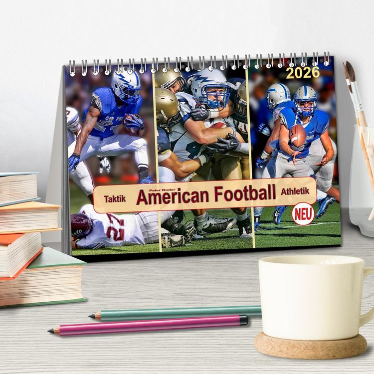 Produktbild: American Football - Taktik und Athletik (Tischkalender 2026 DIN A5 quer), CALVENDO Monatskalender