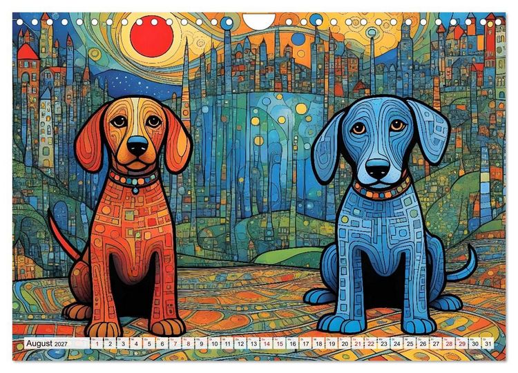 Produktbild: Bunte Hundebande (Wandkalender 2027 DIN A4 quer), CALVENDO Monatskalender