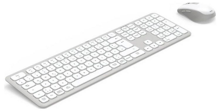Produktbild: Hama Multi-Device-Tastatur-Maus-Set "WKM-550", kabellos, Funk/BT, WS, QWERTZ DE Kabellos Tastatur, Maus-Set Deutsch, QWERTZ Grau, Wei&szlig;