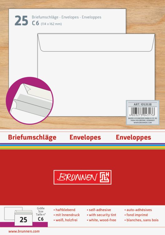 Produktbild: Brunnen Briefumschlag C6 HK ws