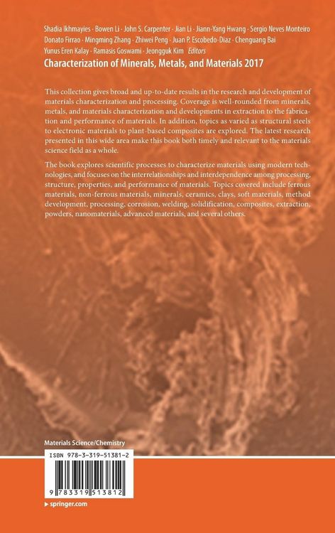 Produktbild: Characterization of Minerals, Metals, and Materials 2017