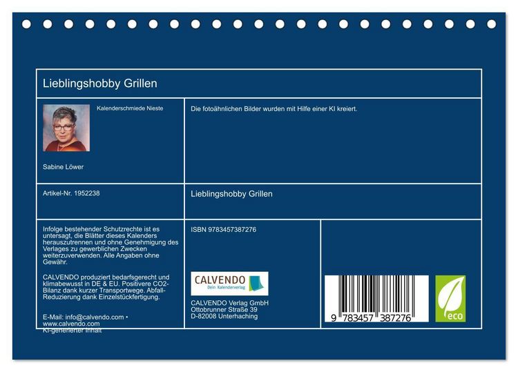 Produktbild: Lieblingshobby Grillen (Tischkalender 2026 DIN A5 quer), CALVENDO Monatskalender