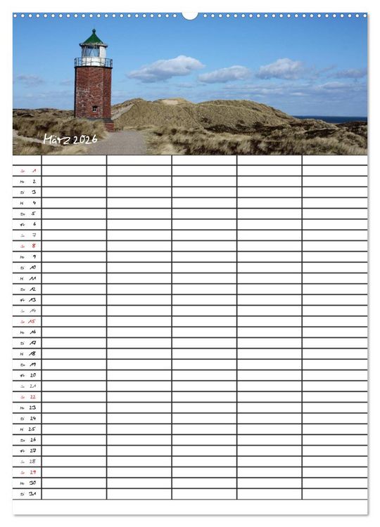 Produktbild: Familienplaner - Sylt (hochwertiger Premium Wandkalender 2026 DIN A2 hoch), Kunstdruck in Hochglanz