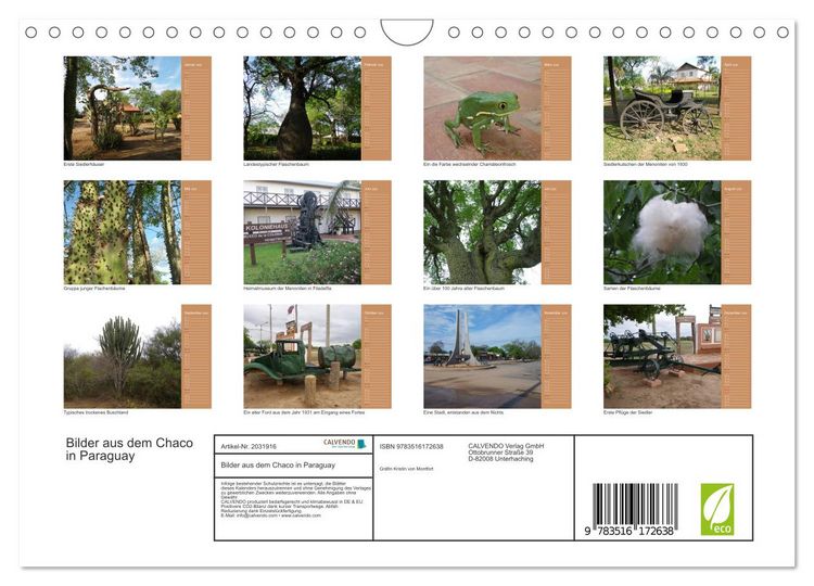 Produktbild: Bilder aus dem Chaco in Paraguay (Wandkalender 2026 DIN A4 quer), CALVENDO Monatskalender
