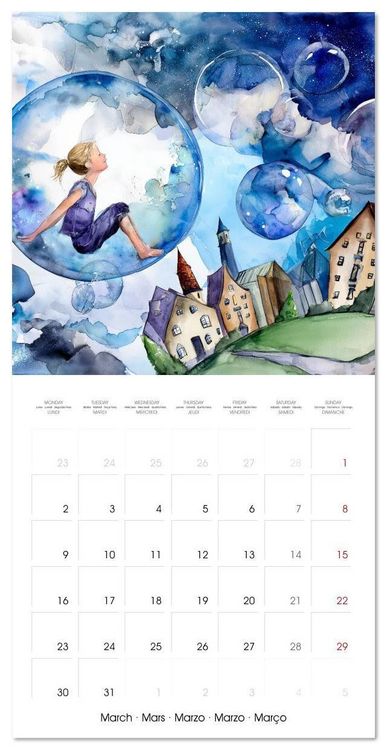 Produktbild: Les r&ecirc;ves enfantins (Calendrier mural carr&eacute; 2026 30x30 cm) Calendrier double avec une page pour vos prises de notes