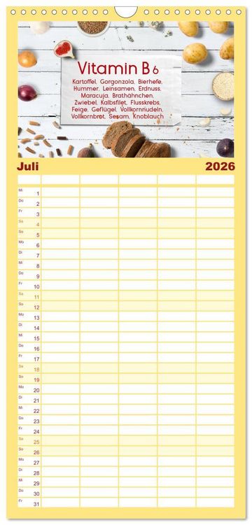Produktbild: Familienplaner 2026 - Vitalstoffe - fit essen mit 5 Spalten (Wandkalender, 21 x 45 cm) CALVENDO