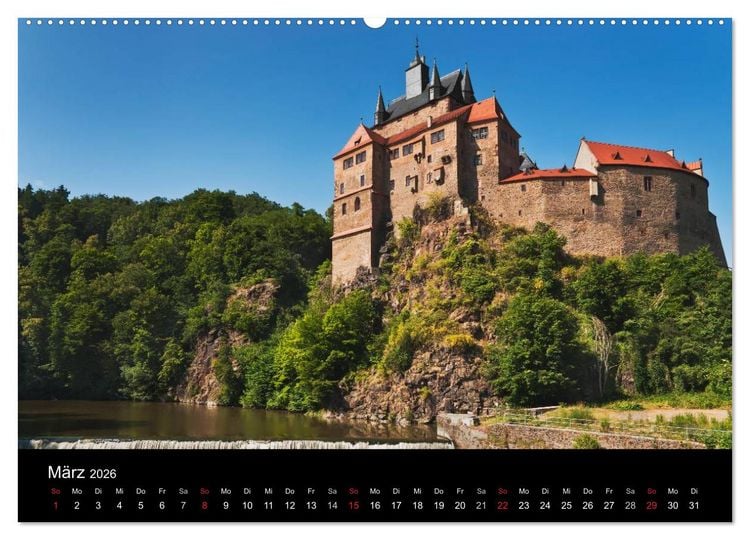 Produktbild: S&auml;chsische Burgen und Schl&ouml;sser (hochwertiger Premium Wandkalender 2026 DIN A2 quer), Kunstdruck in Hochglanz