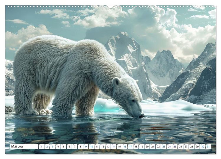 Produktbild: Wei&szlig;e W&auml;chter des Nordens: Ein Jahr im Reich der Eisb&auml;ren (Wandkalender 2026 DIN A2 quer), CALVENDO Monatskalender