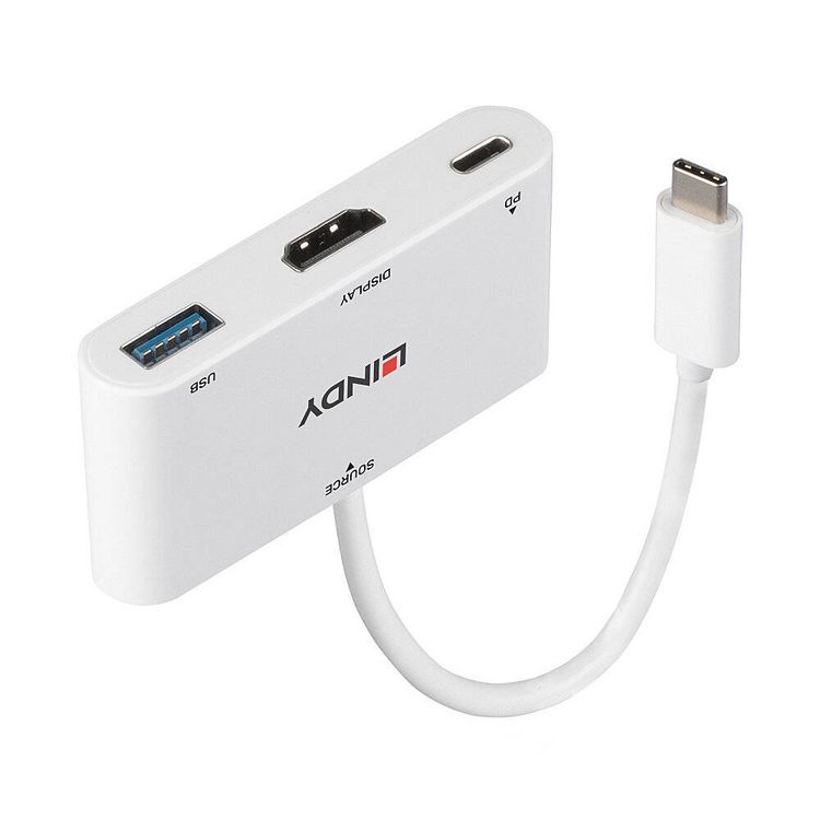 Produktbild: LINDY USB-C&reg; Adapter [1x USB-C&reg; Stecker - 1x HDMI-Buchse, USB 3.2 Gen 1 Buchse A (USB 3.0)] 43340 0.18 m